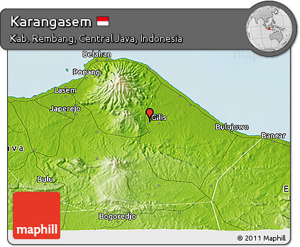 Physical 3D Map of Karangasem