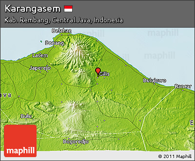 Physical 3D Map of Karangasem