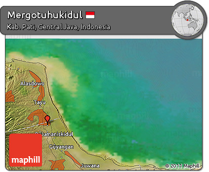 Satellite 3D Map of Mergotuhukidul