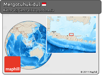 Shaded Relief Location Map of Mergotuhukidul