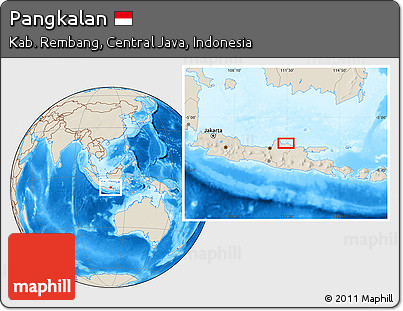 Shaded Relief Location Map of Pangkalan