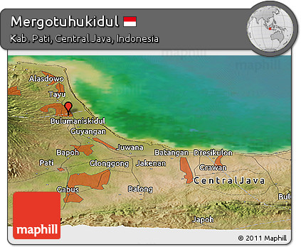 Satellite Panoramic Map of Mergotuhukidul