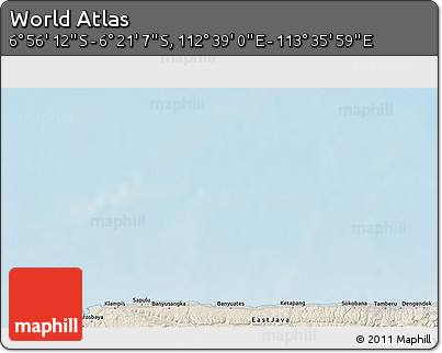 Shaded Relief 3D Map of the Area around 6° 38' 39" S, 113° 7' 30" E