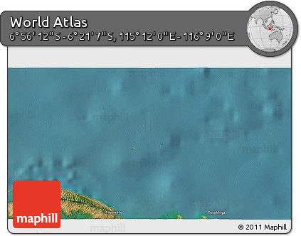 Satellite 3D Map of the Area around 6° 38' 39" S, 115° 40' 30" E
