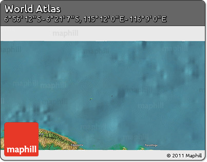 Satellite 3D Map of the Area around 6° 38' 39" S, 115° 40' 30" E