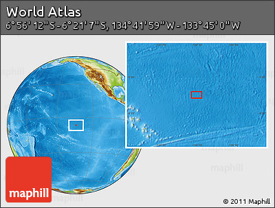 Physical Location Map of the Area around 6° 38' 39" S, 134° 13' 29" W