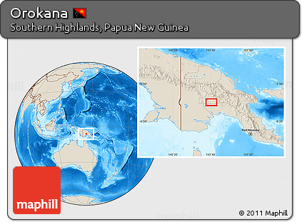 Shaded Relief Location Map of Orokana