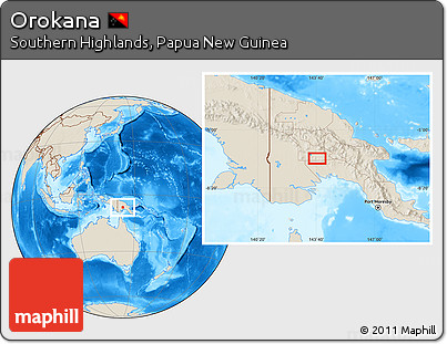Shaded Relief Location Map of Orokana