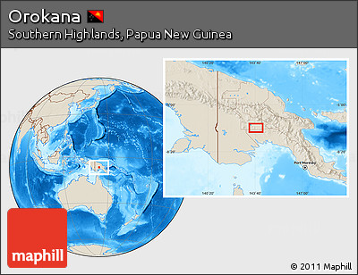Shaded Relief Location Map of Orokana