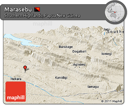 Shaded Relief Panoramic Map of Marasebu