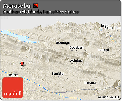 Shaded Relief Panoramic Map of Marasebu
