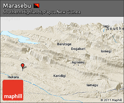 Shaded Relief Panoramic Map of Marasebu
