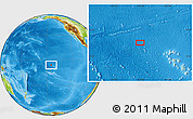 Physical Location Map of the area around 6° 38' 39" S, 144° 25' 30" W