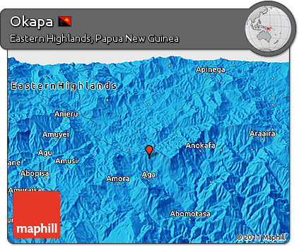 Political 3D Map of Okapa