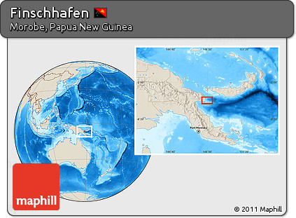 Shaded Relief Location Map of Finschhafen