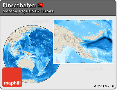 Shaded Relief Location Map of Finschhafen