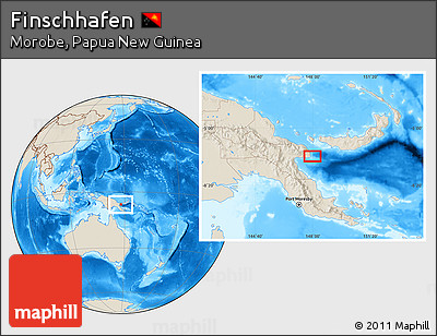 Shaded Relief Location Map of Finschhafen