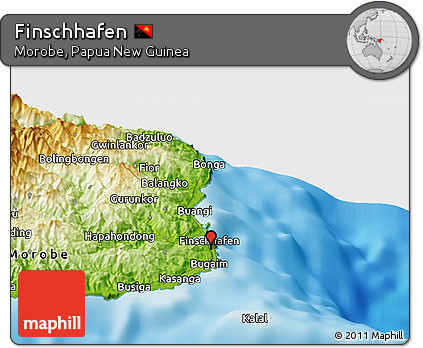 Physical Panoramic Map of Finschhafen