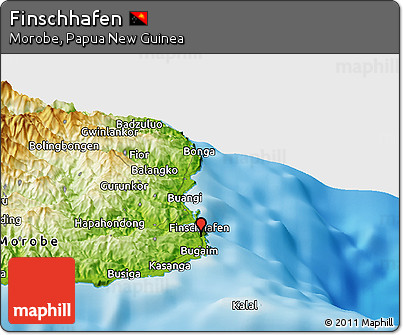 Physical Panoramic Map of Finschhafen