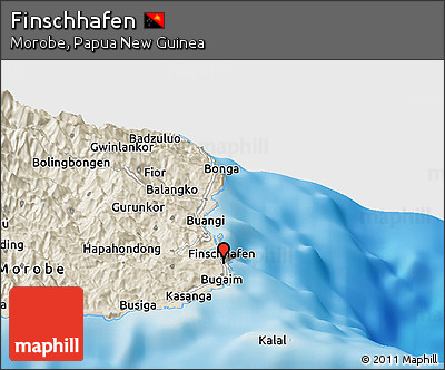 Shaded Relief Panoramic Map of Finschhafen