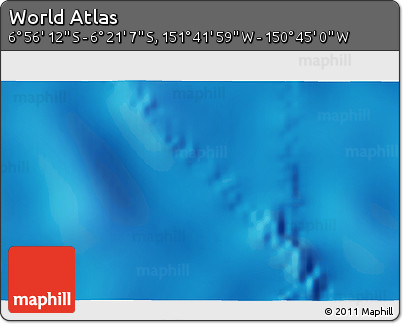 Physical 3D Map of the Area around 6° 38' 39" S, 151° 13' 29" W