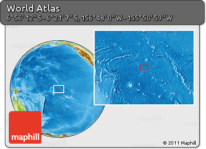 Physical Location Map of the Area around 6° 38' 39" S, 156° 19' 29" W