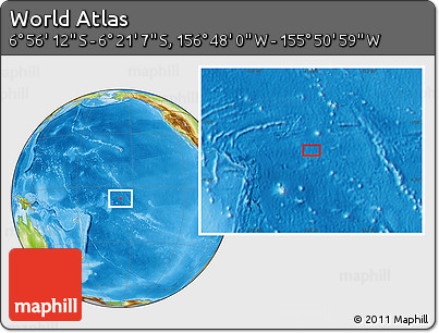 Physical Location Map of the Area around 6° 38' 39" S, 156° 19' 29" W