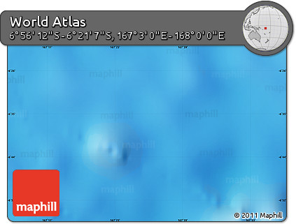 Shaded Relief Map of the Area around 6° 38' 39" S, 167° 31' 30" E