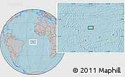 Gray Location Map of the area around 6° 38' 39" S, 18° 37' 30" W, hill shading