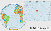 Political Location Map of the area around 6° 38' 39" S, 18° 37' 30" W
