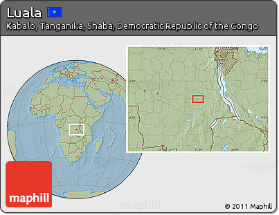 Savanna Style Location Map of Luala, hill shading