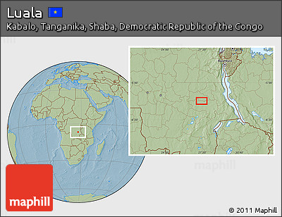 Savanna Style Location Map of Luala, hill shading