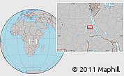 Gray Location Map of the area around 6° 38' 39" S, 28° 58' 30" E