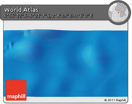 Shaded Relief 3D Map of the Area around 6° 38' 39" S, 2° 37' 30" E