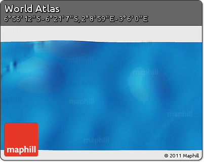 Shaded Relief 3D Map of the Area around 6° 38' 39" S, 2° 37' 30" E