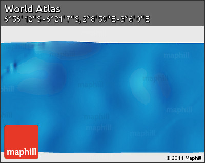 Shaded Relief 3D Map of the Area around 6° 38' 39" S, 2° 37' 30" E