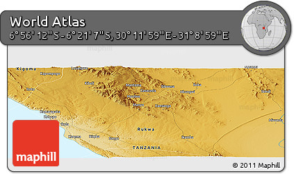 Physical Panoramic Map of the Area around 6° 38' 39" S, 30° 40' 29" E