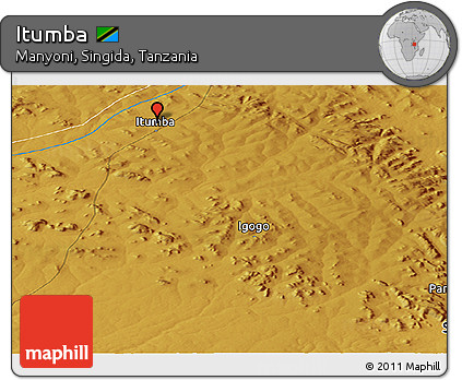 Physical Panoramic Map of Itumba