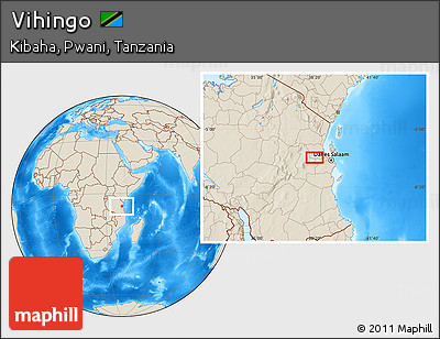 Shaded Relief Location Map of Vihingo