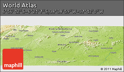 Physical Panoramic Map of the Area around 6° 38' 39" S, 38° 10' 29" W