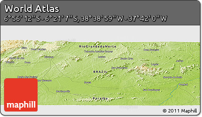 Physical Panoramic Map of the Area around 6° 38' 39" S, 38° 10' 29" W
