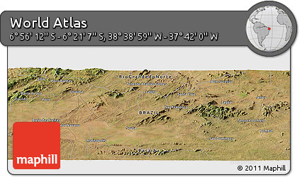Satellite Panoramic Map of the Area around 6° 38' 39" S, 38° 10' 29" W