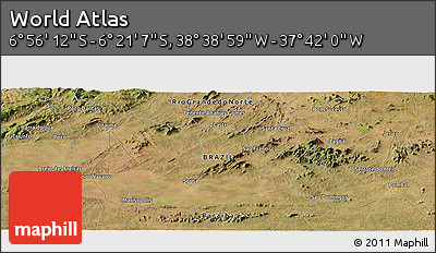 Satellite Panoramic Map of the Area around 6° 38' 39" S, 38° 10' 29" W