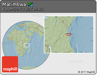 Savanna Style Location Map of Matimbwa, hill shading