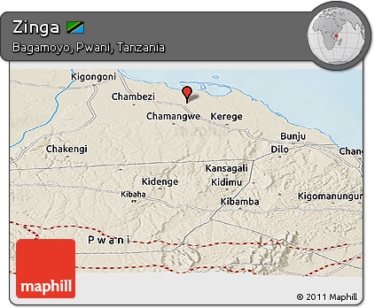 Shaded Relief Panoramic Map of Zinga