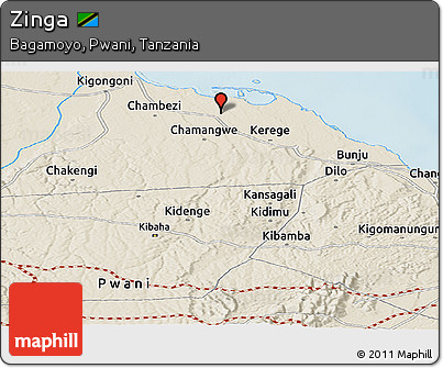 Shaded Relief Panoramic Map of Zinga
