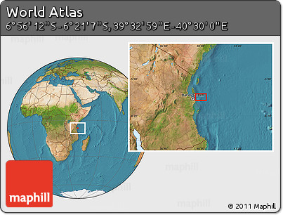 Satellite Location Map of the Area around 6° 38' 39" S, 40° 1' 29" E