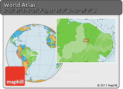 Political Location Map of the Area around 6° 38' 39" S, 40° 43' 30" W