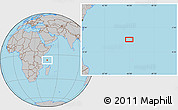 Gray Location Map of the area around 6° 38' 39" S, 45° 58' 30" E