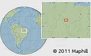 Savanna Style Location Map of the area around 6° 38' 39" S, 46° 40' 29" W, hill shading